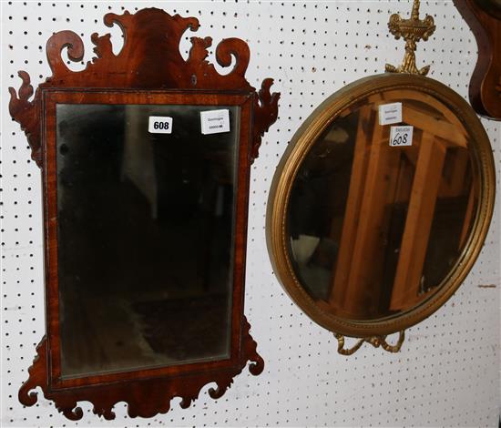 Fret cut wall mirror and a gilt wall mirror (2)